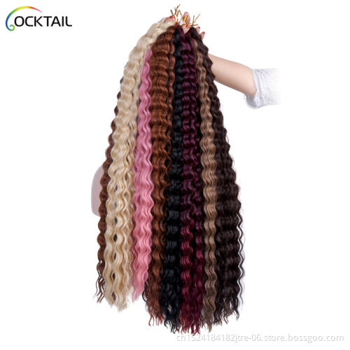Kanekalon Fiber Ocean Water Wave Crochet Hair 30 Inch Deep Wave Braiding Hair Loose Wavy Crochet Hair Extension